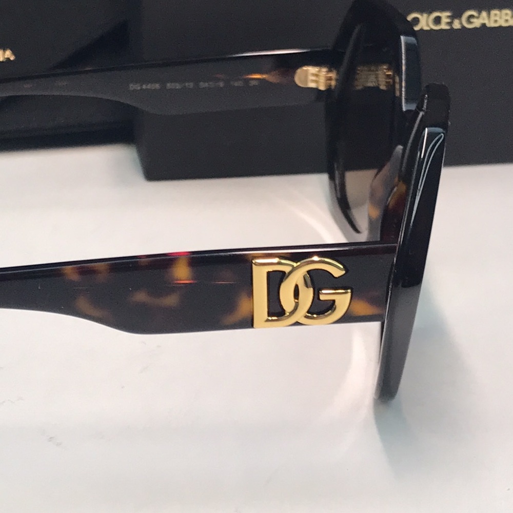 New Auth Dolce & Gabbana DG 4406 Havana Geometric Sunglasses - Picture 6 of 13